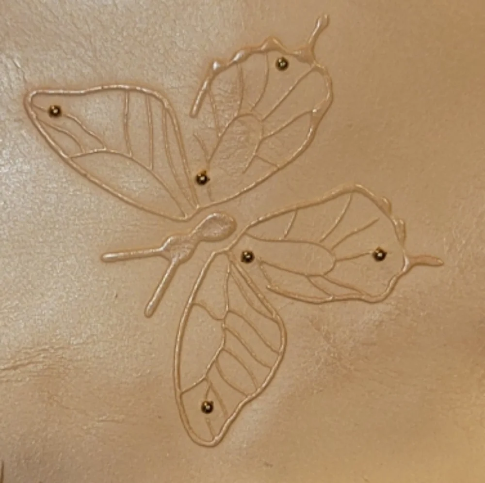 Valerie Stevens Genuine leather Hobo Bag with Embossed studded Butterflies